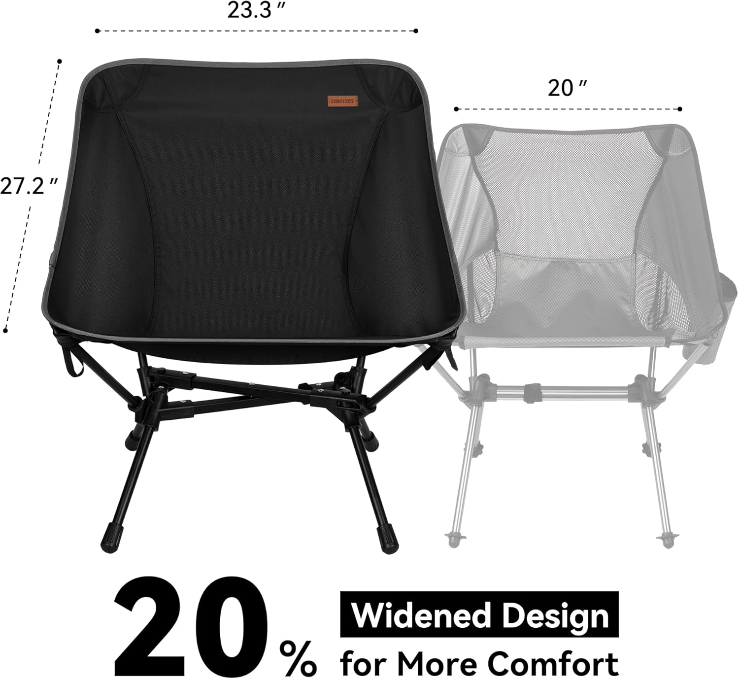 TOBTOS Ultralight Camping Chair, Portable Folding Backpacking Chair, Compact Camping Chair with Carry Bag for Outdoor Camp Hiking Backpack Beach Travel (Black) - Image 4